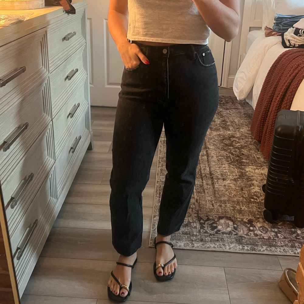 Abercrombie Curve Love Ultra High Rise Ankle Straight Jean - Black Size 25